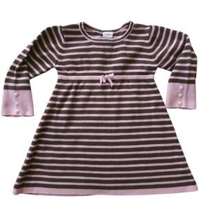 Vintage Y2k Gymboree Giraffe Club Pink Brown Striped Sweater Babydoll Dress  2T